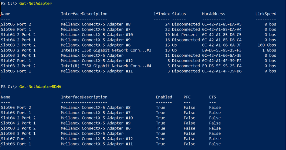 Checking that the NICs RDMA capability is detected