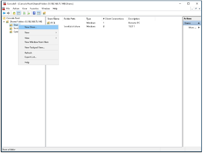 Create A Shared Folder Wizard