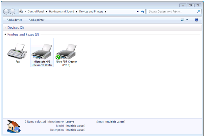 Devices and Printers